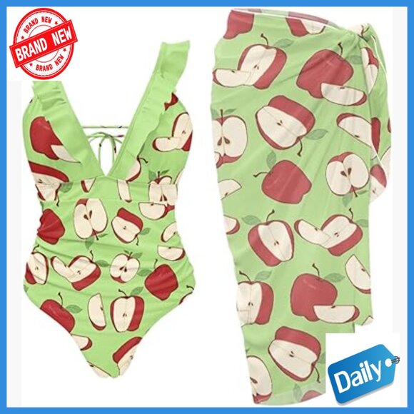 Other - Plus Size Tummy Control One Piece Swimsuit with Chiffon Sarong Cover Up